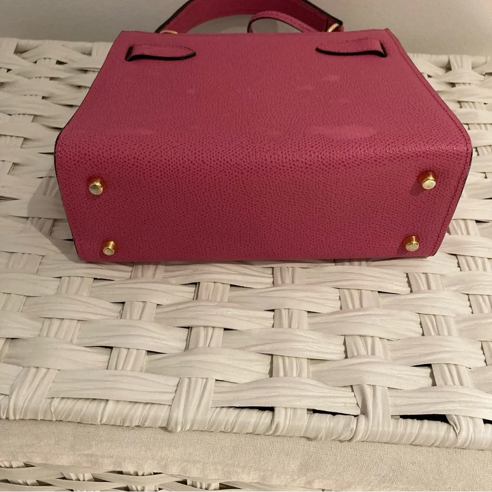Pink Structured Top-Handle Women's Bag with Gold Hardware